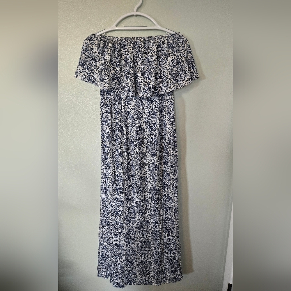 Yidarton | Blue Floral Strapless Maxi Dress Size Large NWOT